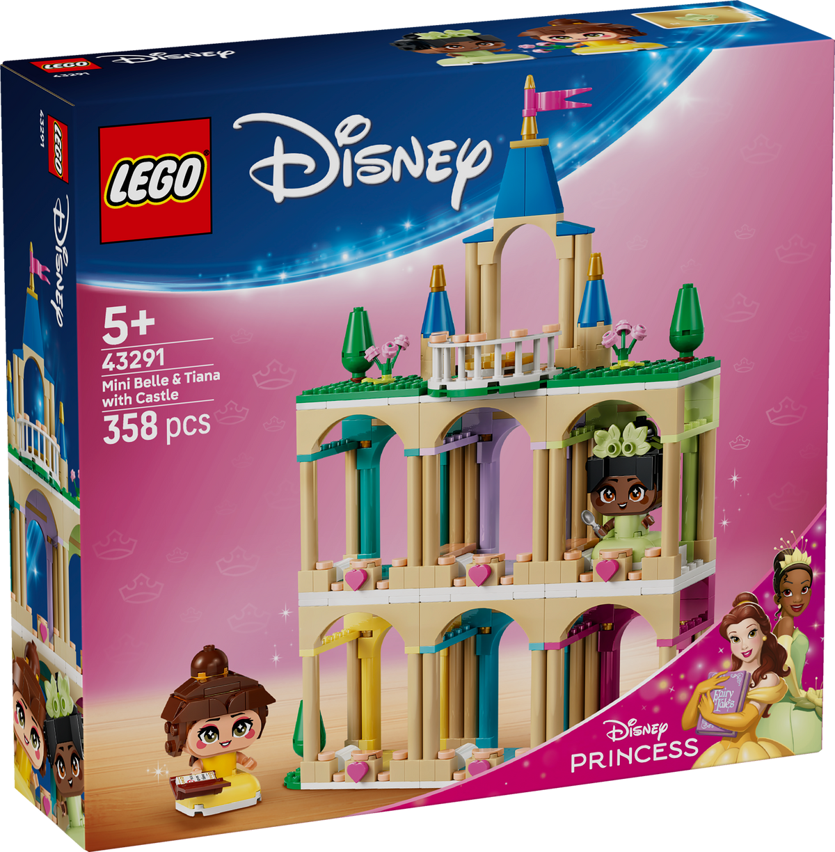 LEGO 43291 Die Mini-Prinzessinnen Belle und Tiana mit ihrem Schloss