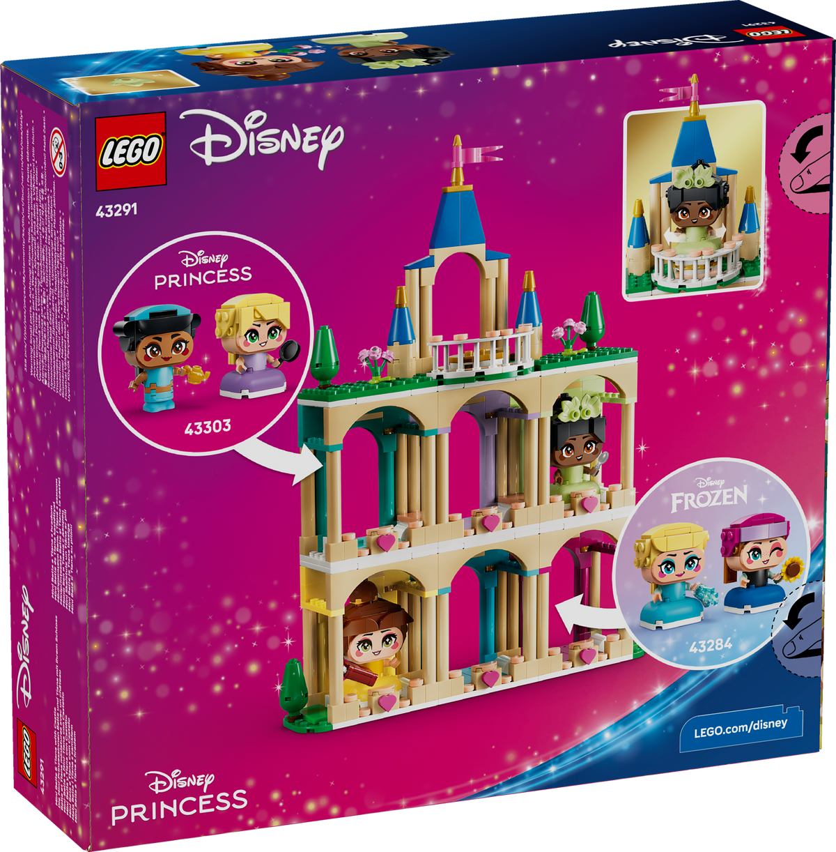 LEGO 43291 Die Mini-Prinzessinnen Belle und Tiana mit ihrem Schloss