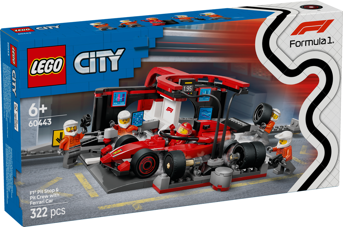 LEGO 60443 F1® Boxenstopp mit Boxencrew und Ferrari Flitzer