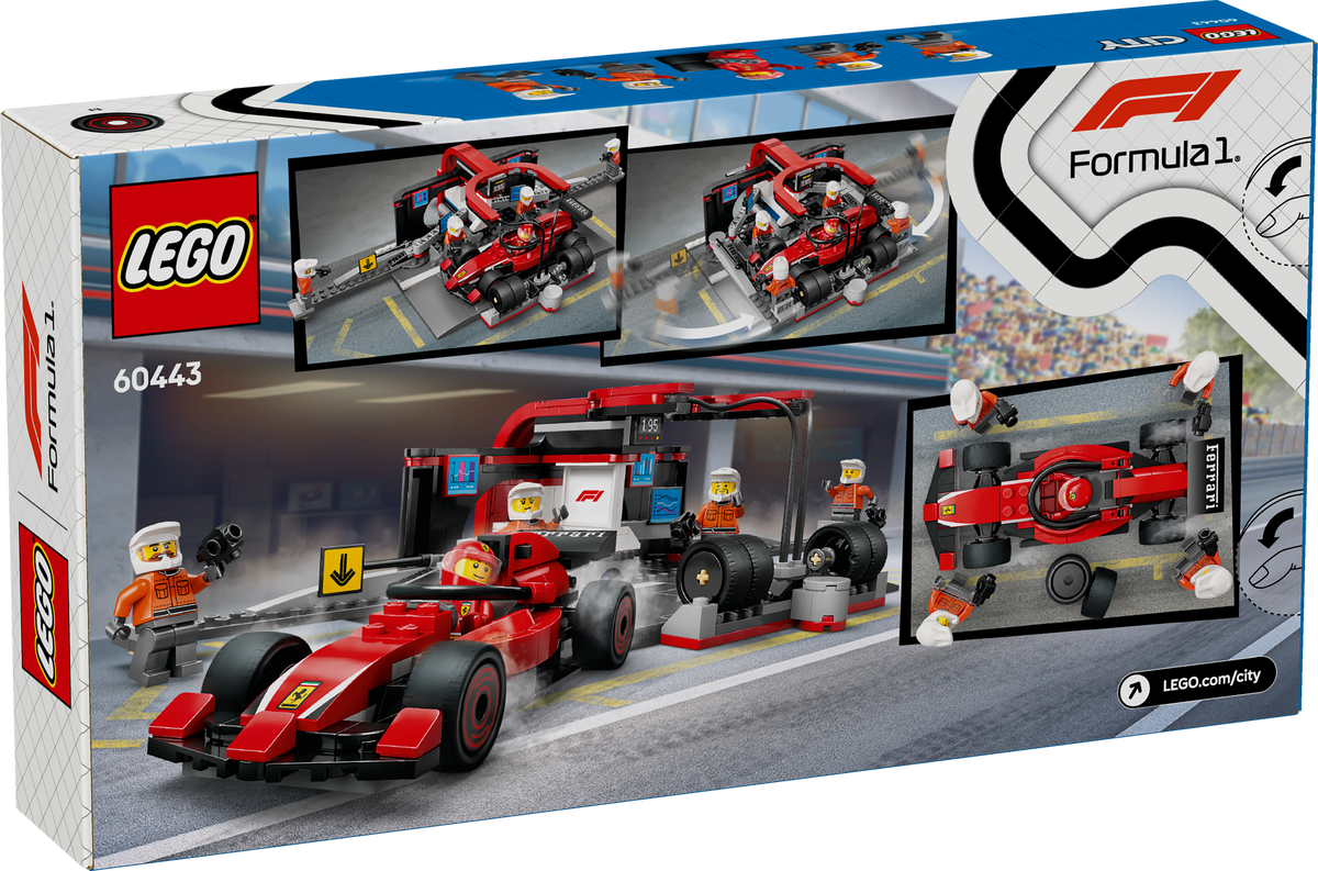 LEGO 60443 F1® Boxenstopp mit Boxencrew und Ferrari Flitzer