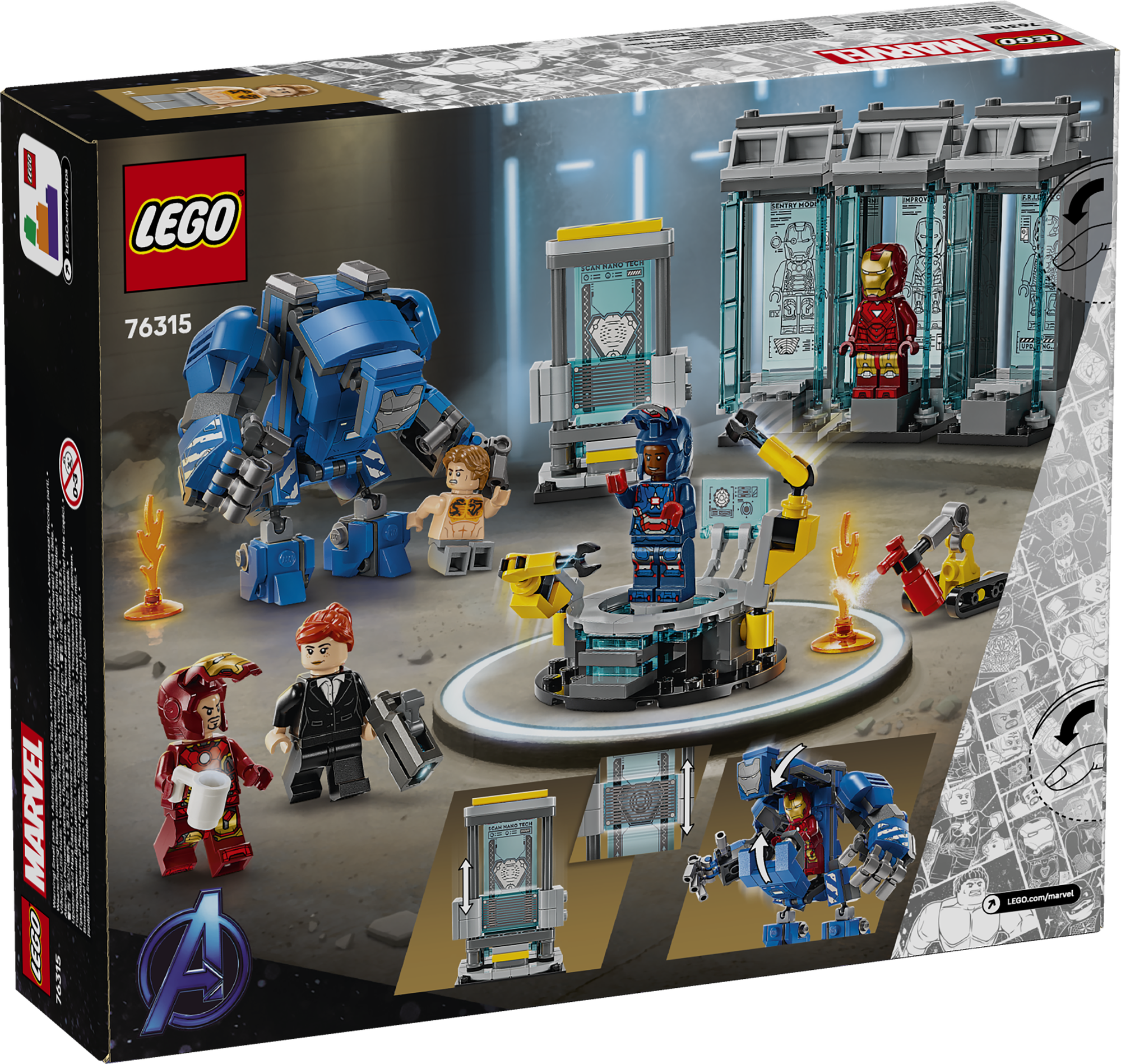 LEGO 76315 Iron Mans Labor: Halle der Rüstungen